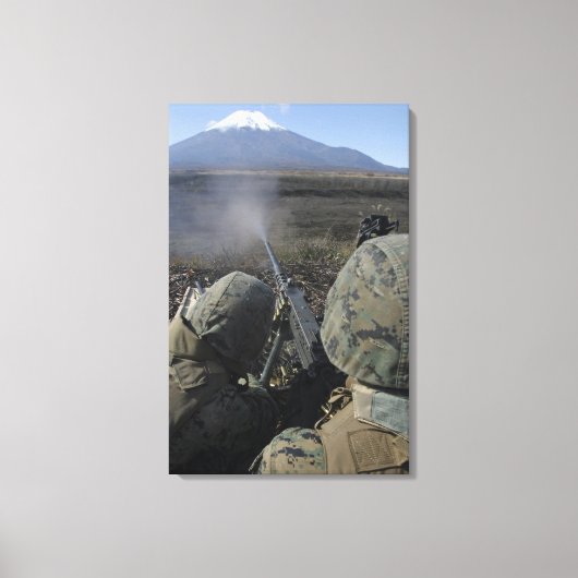マリーンズがM2 50口径の機関銃を発射 キャンバスプリント (正面)