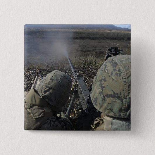 マリーンズがM2 50口径の機関銃を発射 缶バッジ (正面)