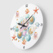 マリーンフレンズとの魅惑のマーメイドプリンセス ラージ壁時計 (傾斜)