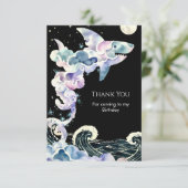 マリーン編集可能シンプルサメ誕生日 サンキューカード (スタンド正面)