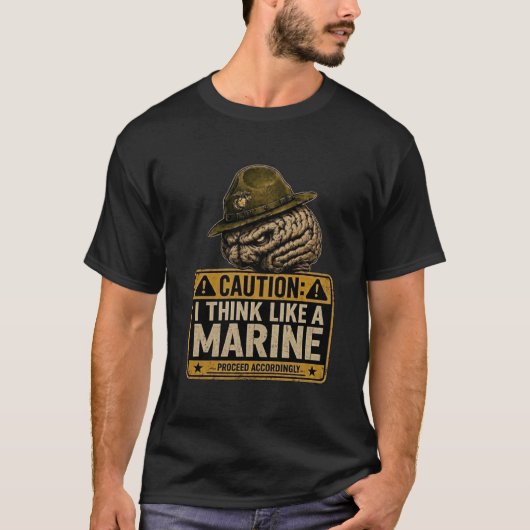 マリーン軍人的思考 ゆかいなUSMCドリルインストラクター Tシャツ (正面)