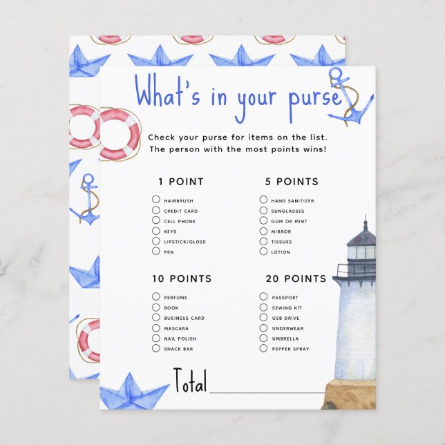 マリーン – ハンドバッグの赤ちゃんシャワーの中の何 (正面/裏面)