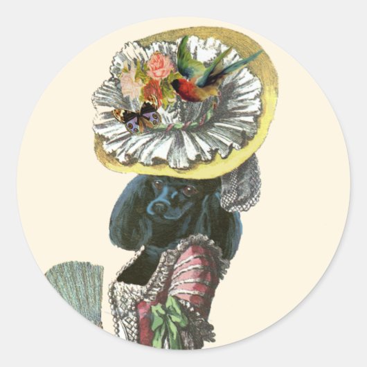 マリー・アンティネット黒プードル18世紀の衣装 ラウンドシール (正面)