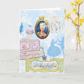 マリー・アントワネットがケーキ食べを手放す カード (黄色い花)