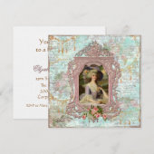 マリー・アントワネットとピンクのバラ 招待状 (正面/裏面)