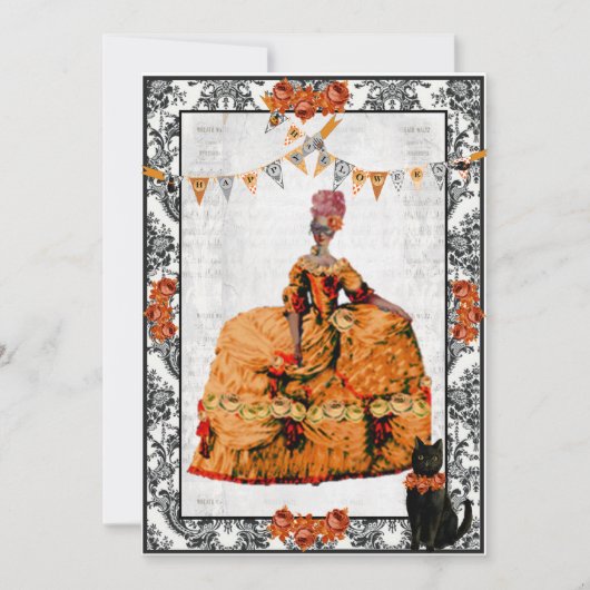 マリー・アントワネットと黒猫ハロウィーン 招待状 (正面)