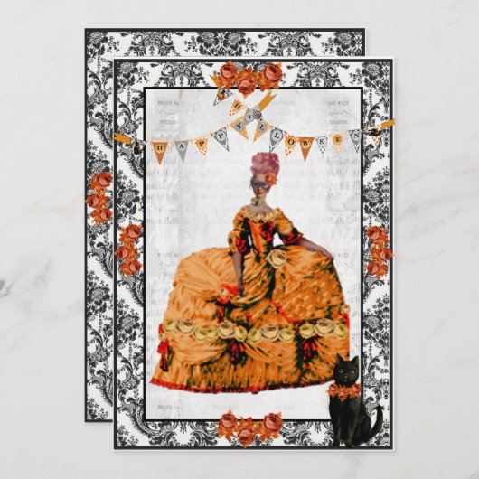 マリー・アントワネットと黒猫ハロウィーン 招待状 (正面/裏面)