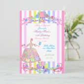 マリー・アントワネットのキャンディストライプ パステル フレンチ 招待状 (スタンド正面)