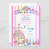 マリー・アントワネットのキャンディストライプ パステル フレンチ 招待状 (正面/裏面)