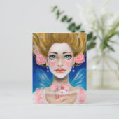 マリー・アントワネット金ゴールド食べピンクのカップケーキ ポストカード (スタンド正面)