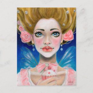 マリー・アントワネット金ゴールド食べピンクのカップケーキ ポストカード