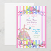 マリー・アントワネット キャンディー ストライプ パステル フレンチ 招待状 (正面/裏面)