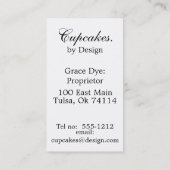 マリー·アントワネット·ピーコックとケーキ 名刺 (裏面)