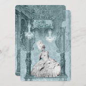 マリー·アントワネット·ブルー·レット·ケ食べーキ招待状 招待状 (正面/裏面)