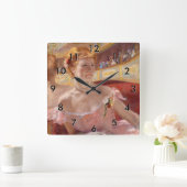 マリー・カサット - 真珠のネックレスをつけた女性のロゲ スクエア壁時計 (ホーム)