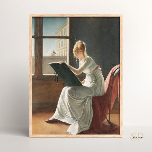 マリー・デニセ村人の若い女性スケッチ絵画 ポスター