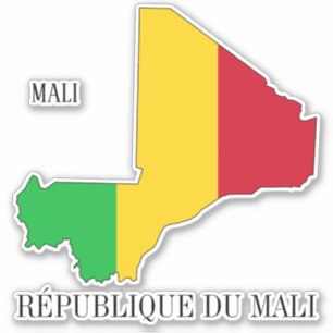 マリ国旗の地図と愛国心 シール