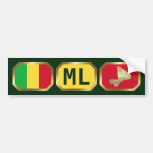 マリ国旗の地図コードバンパーステッカー バンパーステッカー