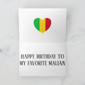マリ国旗の愛国的誕生日 カード (内部)