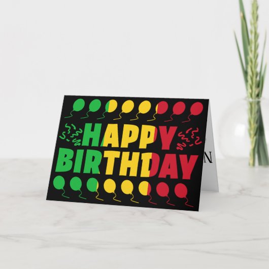 マリ国旗の愛国的誕生日 カード (正面)