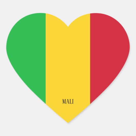 マリ国旗の輝かしい愛国心 ハートシール (正面)