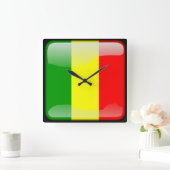 マリ国旗 スクエア壁時計 (ホーム)