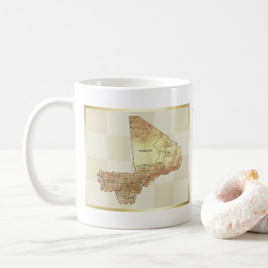 マリ国旗+地図マグ コーヒーマグカップ (ドーナツ)