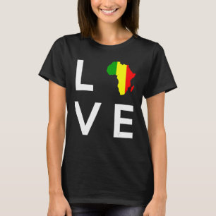 マリ国旗Love Africaアフリカ大陸シルエットfor Mal Tシャツ