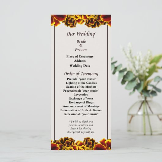 マリ独身のゴフランスのルド結婚式 プログラム (スタンド正面)