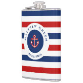 マリ航海のンネービーブルーレッドホワイトストライプいかり フラスク (左)