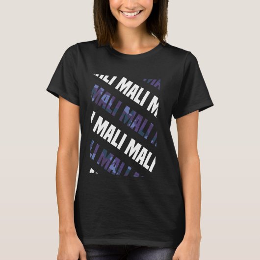 マリ迷彩柄パターンパープルカモフラージュ Tシャツ (正面)