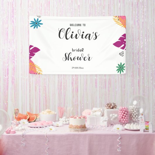 マルカラーの葉 ブライダルシャワー 横断幕 (パーティー)