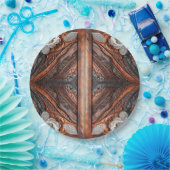 マルカラーの革とエレガントなレースのラスティックウェディング ペーパープレート (パーティー)