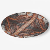 マルカラーの革とエレガントなレースのラスティックウェディング ペーパープレート (アングル)