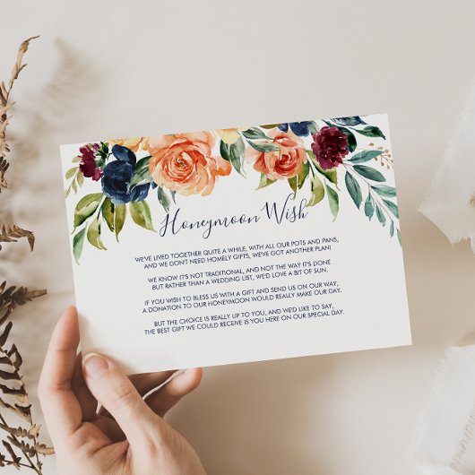 マルカラーエレガントフラワーハニームーンメッセージ エンクロージャーカード