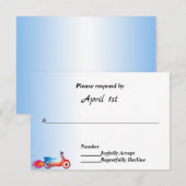 マルカラー バイク & 炎 ウェディング RSVP 招待状 (正面/裏面)