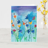 マルカラー フラワーの水彩 ブランク 挨拶カード カード (黄色い花)