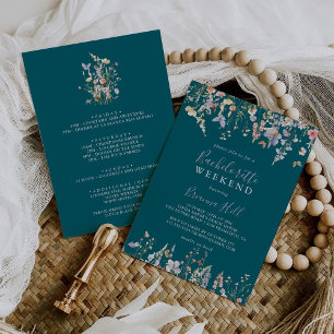 マルカラー・ワイルドフラワー・グリーンお姫様週末 招待状