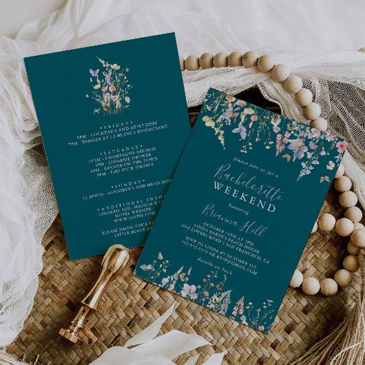 マルカラー・ワイルドフラワー・グリーンお姫様週末 招待状