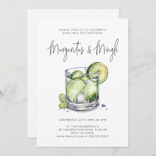 マルガリタアニエージ誕生日カクテルパーティー 招待状 (正面/裏面)