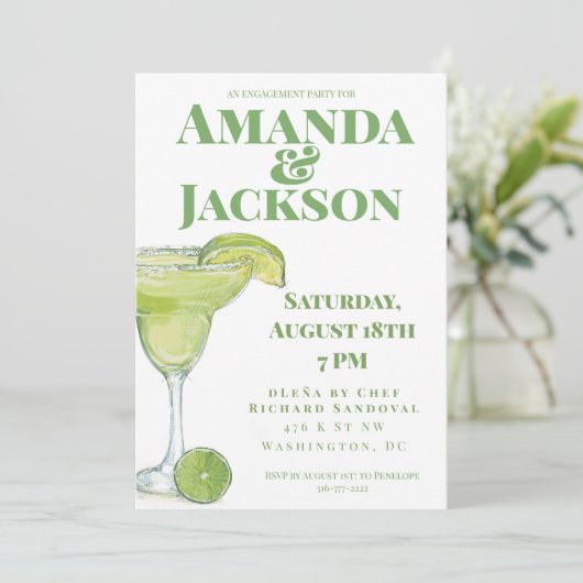 マルガリタカクテルウォーターカラー婚約パーティ 招待状 (スタンド正面)