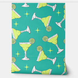 マルガリタカクテルパターン（の模様が）あるレトロブルー 壁紙