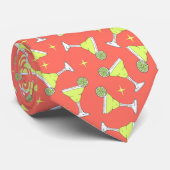 マルガリタカクテルレトロパターン（の模様が）あるコーラルピンク ネクタイ (ロール)