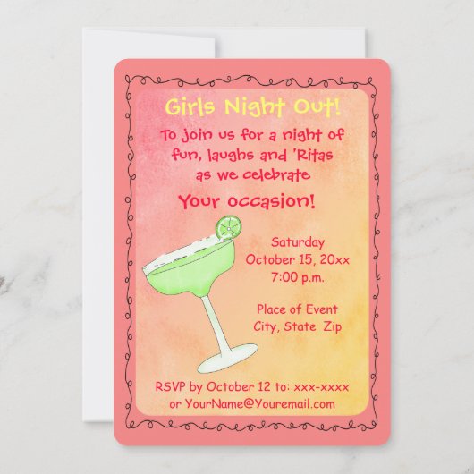 マルガリタグアカモーレガールズナイトアウトパーティー 招待状 (裏面)
