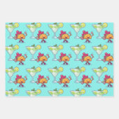 マルガリタスアンドタコスピンクアンドブルー誕生日 ラッピングペーパーシート (正面2)