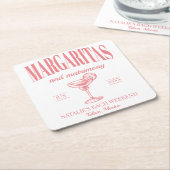 マルガリタスアンドマトリメパーソナライズされたンシバチェロレッテ スクエアペーパーコースター (アングル)