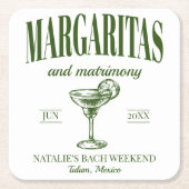 マルガリタスアンドマトリメパーソナライズされたンシバチェロレッテ スクエアペーパーコースター (正面)