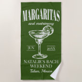 マルガリタスアンドマトリメパーソナライズされたンシバチェロレッテ ビーチタオル (正面)