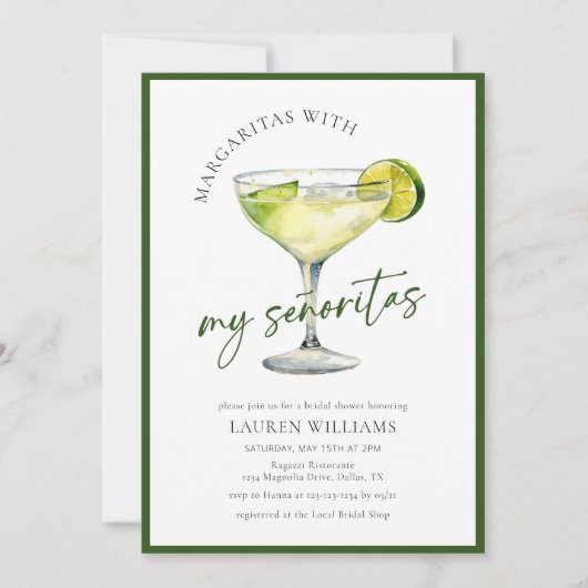 マルガリタスウィズマイセノリタスフィエスタブライダルシャワー 招待状 (正面)