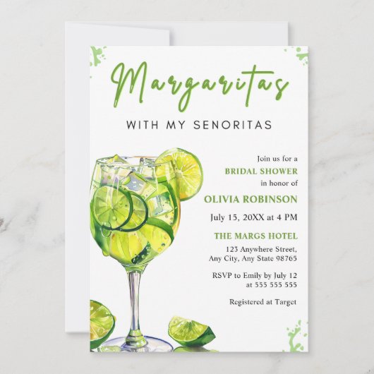 マルガリタスマイセノリタスフィエスタブライダルシャワー 招待状 (正面)